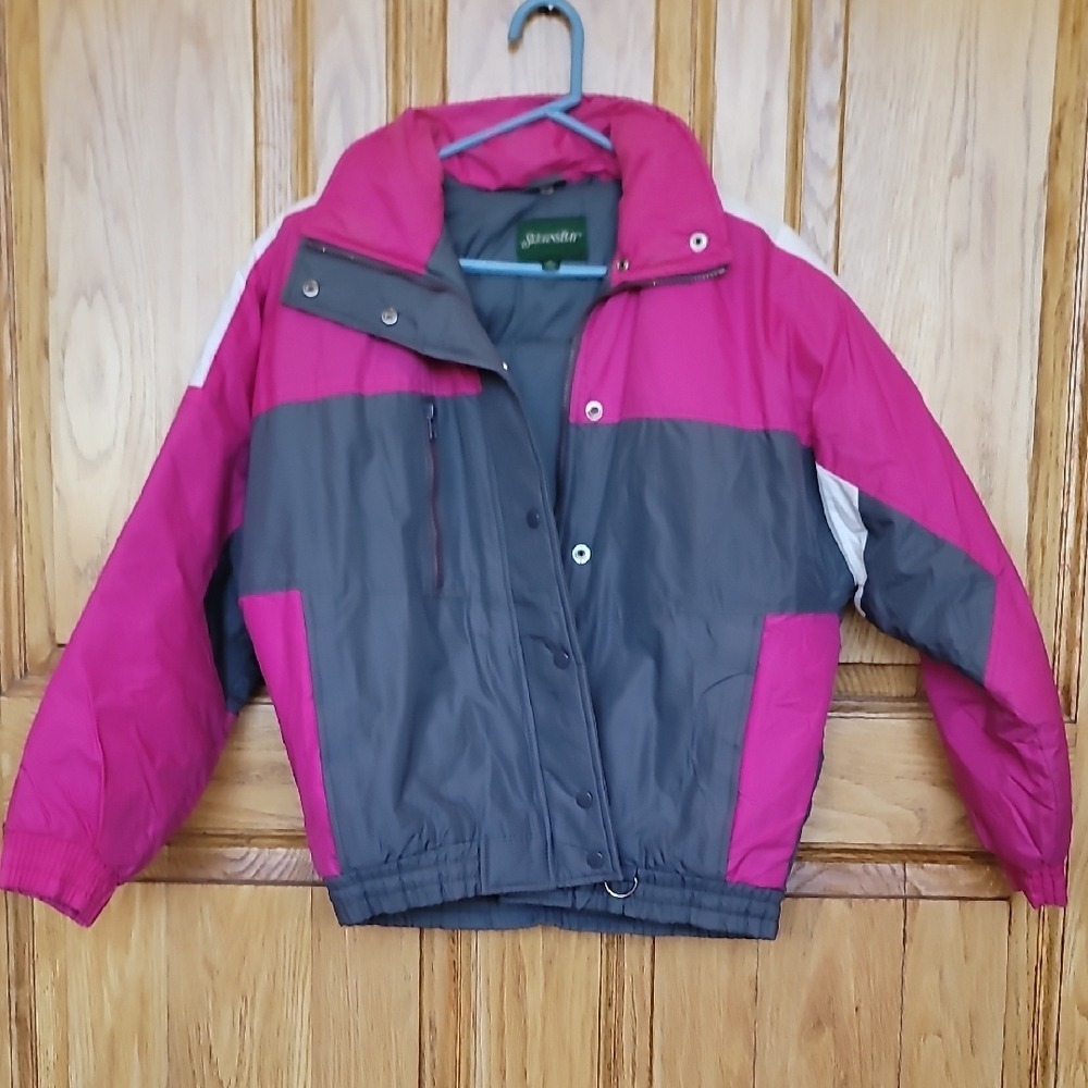 St. John's Bay Pink and Gray Kids Puffer Jacket